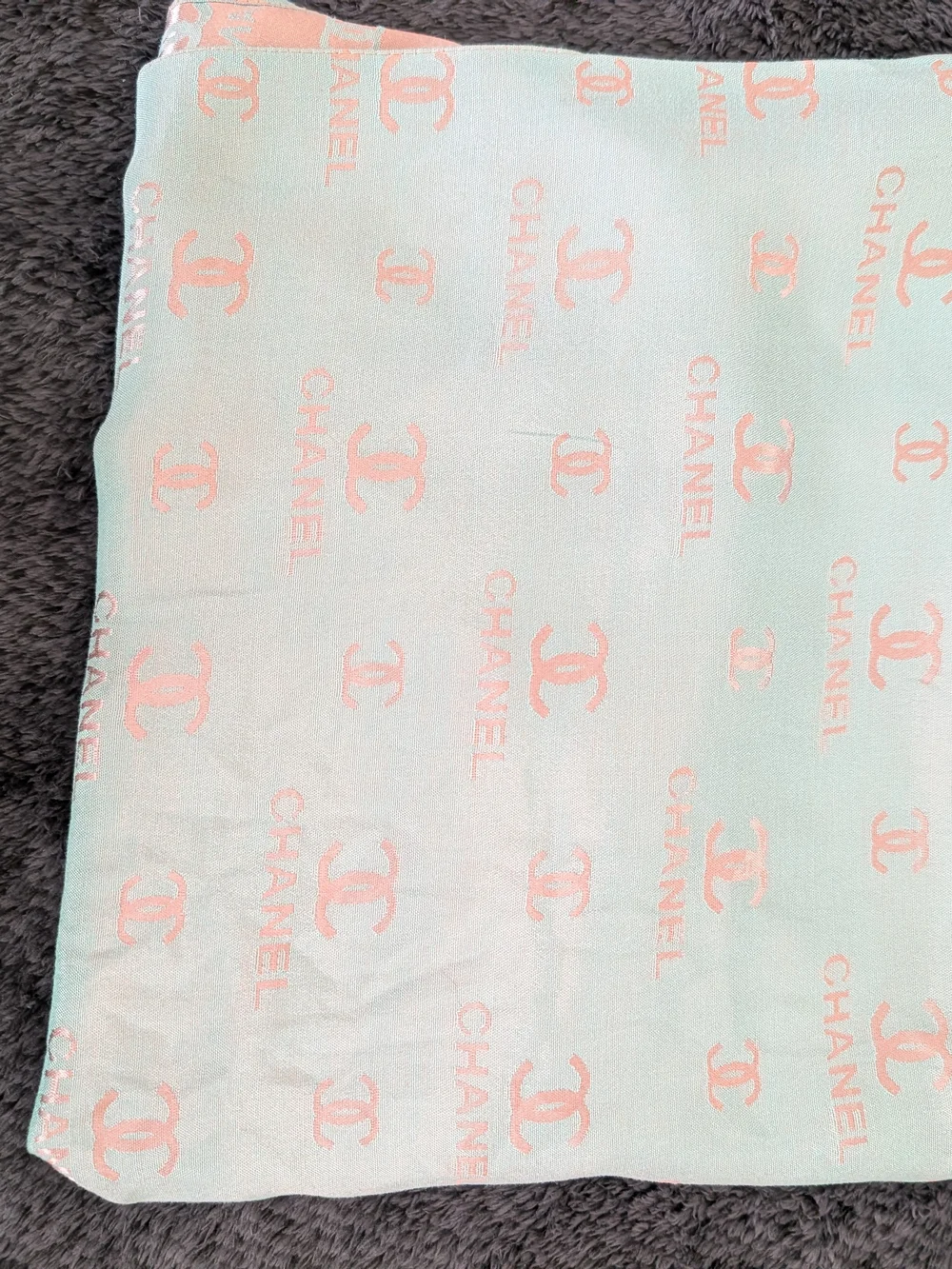 CHANEL Pink Logo Satin Scarf - Picture 2 of 2